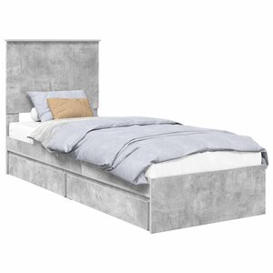 vidaXL Lit de Rangement Gris béton 75 x 190 cm Bois d'ingénierie