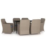vidaXL Ensemble à manger de jardin et coussins 7 Pièces Marron