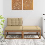 vidaXL Unité de canapé sectionnel avec coussin 2 Pièce Naturel