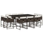 vidaXL Ensemble à manger de jardin et coussins 11 Pièces marron rotin