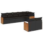 vidaXL Salon de jardin 8 Pièces avec coussins noir résine tressée