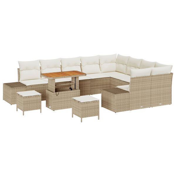 vidaXL Ensembles de Canapés de Jardin avec Coussins Beige en Poly Rattan