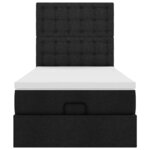 vidaXL Cadre de lit ottoman avec matelas noir 90x190 cm tissu