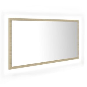 Miroir led de salle de bain 90 x 8 5 x 37 cm acrylique chêne 02_0006964
