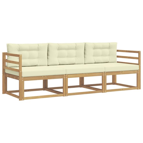 vidaXL Ensemble de canapés d'extérieur 3 Pièces Blanc et crème Polyester
