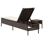vidaXL Chaise longue avec table et coussin marron résine tressée