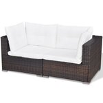 Salon de jardin meuble d'extérieur ensemble de mobilier 6 pièces avec coussins résine tressée marron 02_0016904