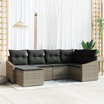 vidaXL Ensemble de canapés de jardin 6 pièces avec coussins gris en rotin