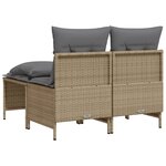vidaXL Salon de jardin avec coussins 4 Pièces beige résine tressée
