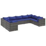 vidaXL Salon de jardin 9 Pièces avec coussins Gris Résine tressée