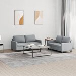 vidaXL Ensemble de canapés 2 Pièces avec coussins Gris clair Tissu