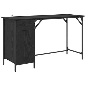 vidaXL Bureau d'ordinateur avec tiroir Chêne noir 131 x 48 x 75 cm