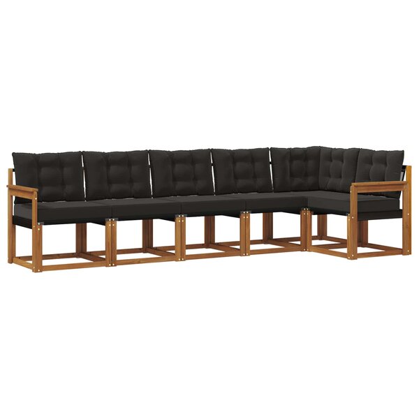 vidaXL Ensemble de canapés d'extérieur 6 pc Naturel et Noir