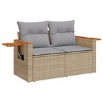 vidaXL Ensemble de Canapés de Jardin de 10 Pièces avec Coussins Beige Poly Rattan Acacia