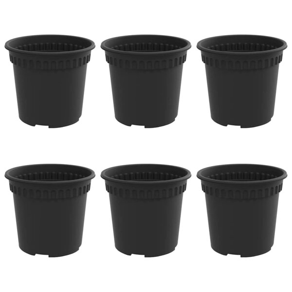 vidaXL Pot à fleurs rond 6 Pièces Noir Ø 15 x 12 cm Plastique
