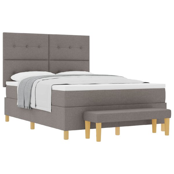 vidaXL Lit à ressorts avec matelas Taupe 140 x 200 cm tissu