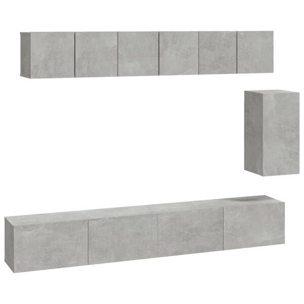 vidaXL Ensemble de meubles TV 6 Pièces Gris béton Bois d'ingénierie