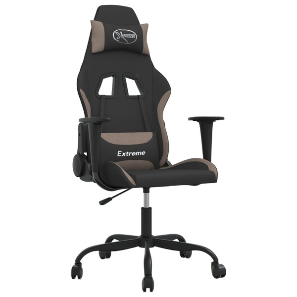 vidaXL Chaise de jeu de massage Noir et taupe Tissu