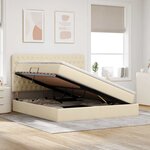 vidaXL Lit de rangement LED avec matelas Crème 180 x 200 cm Tissu