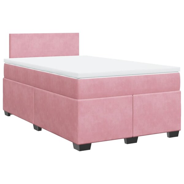 vidaXL Sommier à lattes de lit avec matelas Rose 120x200 cm Velours