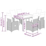 vidaXL Ensemble de bistro de jardin 7 Pièces coussins gris poly rotin