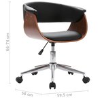 vidaXL Chaise pivotante à manger Noir Bois courbé et similicuir