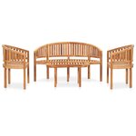 vidaXL Salon de jardin 4 Pièces en forme de banane Bois de teck solide