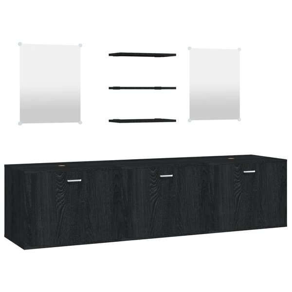 vidaXL Ensemble de meubles salle de bain 6 Pièces noir bois d'ingénierie