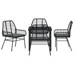 vidaXL Ensemble de salle à manger de jardin 5 pièces avec coussins Noir Poly rotin