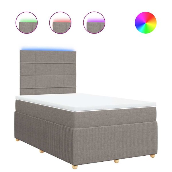 vidaXL Sommier à lattes de lit avec matelas Taupe 120x200 cm Tissu
