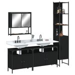 vidaXL Ensemble de meubles salle de bain 4 Pièces noir bois d'ingénierie
