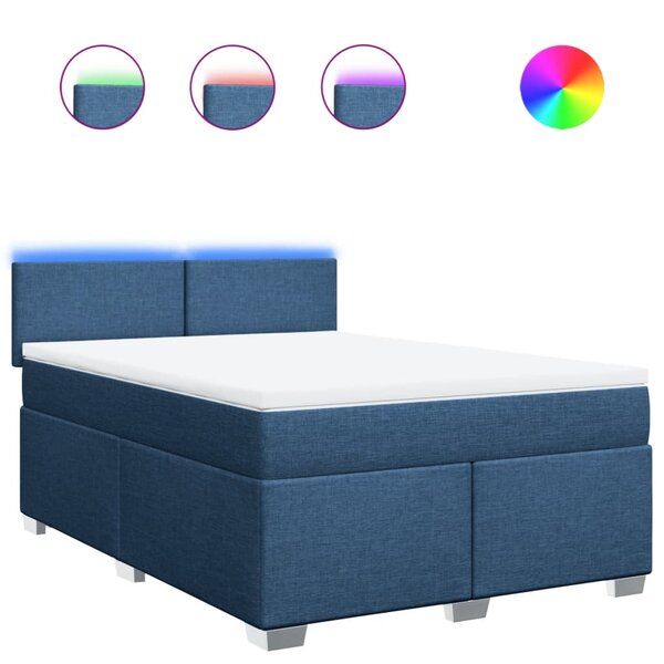 vidaXL Sommier à lattes de lit avec matelas Bleu 160x200 cm Tissu