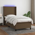 vidaXL Sommier à lattes de lit matelas LED Marron foncé 90x190cm Tissu