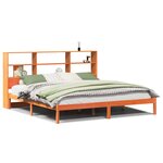 vidaXL Lit bibliothèque sans matelas cire marron 200x200 cm pin massif
