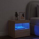 vidaXL Table de chevet avec lumières LED chêne sonoma 50x40x45 cm