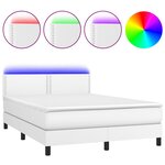 vidaXL Sommier à lattes de lit avec matelas et LED Blanc 140x200 cm