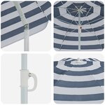 vidaXL Parasol de plage Bleu et blanc 161 x 193 cm Polyester