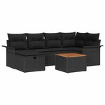 vidaXL Ensemble de canapé de jardin avec coussin 7 Pièces Noir Poly rotin