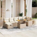 vidaXL Salon de jardin avec coussins 8 Pièces beige résine tressée