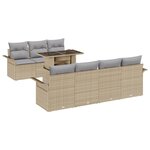 Ensemble de canapés de jardin 8 pièces avec coussins en beige poly rotin
