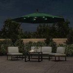 vidaXL Parasol avec éclairage LED 300 cm Poteau en métal Vert