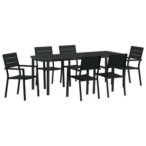 vidaXL Ensemble de salle à manger pour jardin 7 Pièces Noir