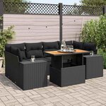 vidaXL Salon de jardin 7 Pièces avec coussins noir résine tressée