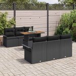 vidaXL Ensemble de canapé de jardin 7 Pièces Noir Poly rotin