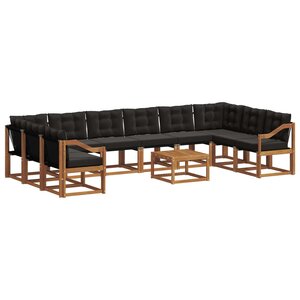 vidaXL Ensemble de canapés d'extérieur 11 pc Naturel et Noir