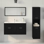 vidaXL Ensemble de meubles de salle de bain 3 pièces en chêne noir en bois aggloméré
