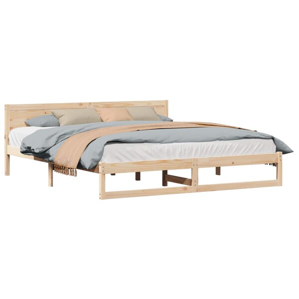 vidaXL Cadre de lit avec tête de lit Naturel 180 x 200 cm Pin massif