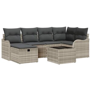 vidaXL Ensemble de canapé de jardin avec coussin 7 Pièces Gris clair
