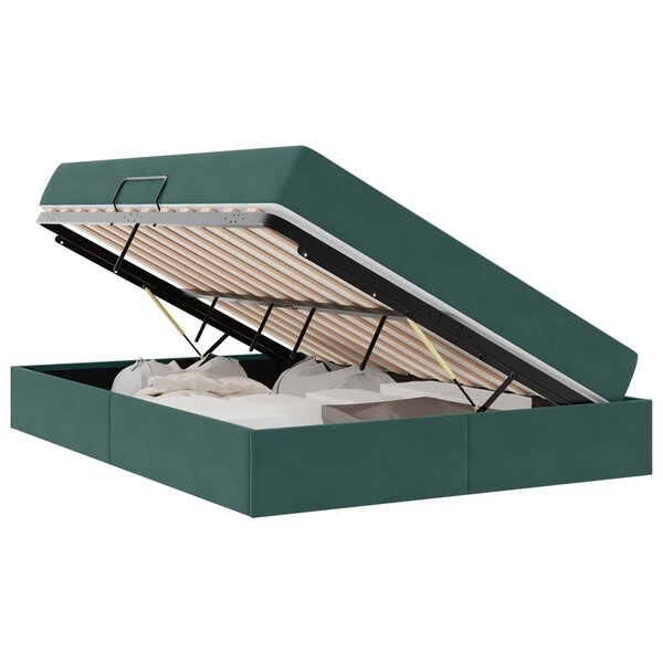 vidaXL Lit avec rangement et matelas Vert foncé 140 x 200 cm Velours