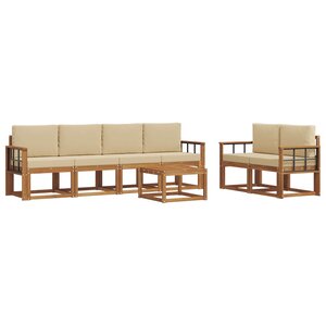 vidaXL Ensemble de canapés d'extérieur 7 pc Naturel et Beige